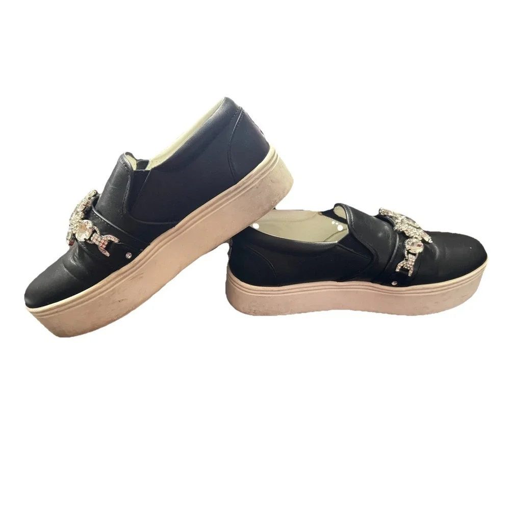 Marc Jacobs Wright Black Embellished Platform Slip-on Sneakers Sz Eu 38 US 7.5/8